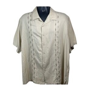 Caribbean Silk Cotton Tan Short Sleeve Camp Shirt Button Down‎ coastal capsule